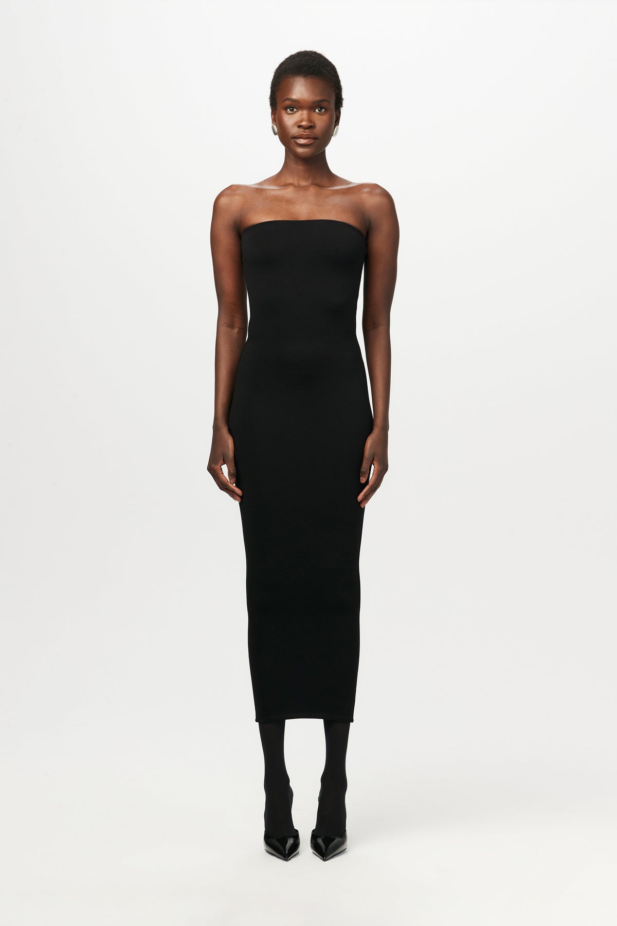 BLACK NW Tube Midi Dress