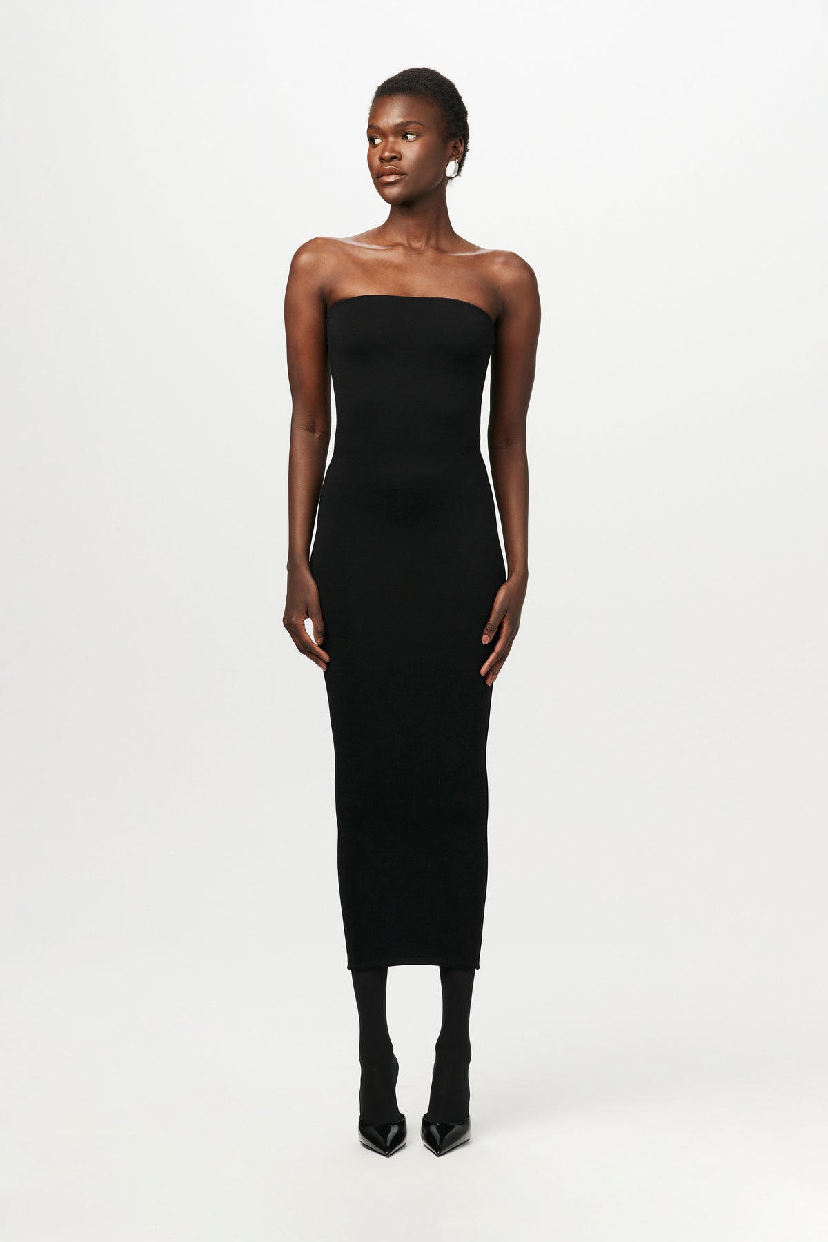 BLACK NW Tube Midi Dress