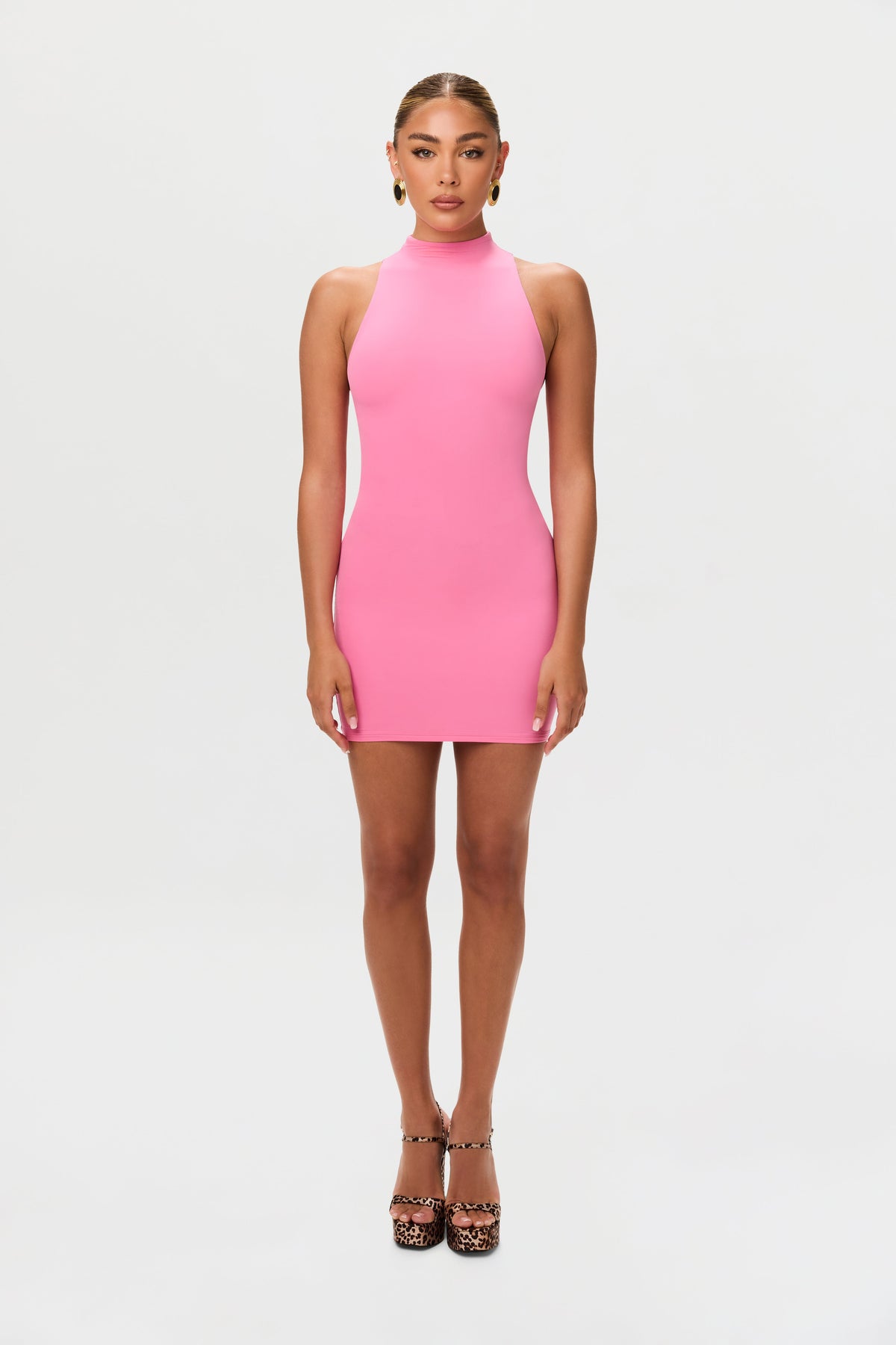 Pink Naked Sleeveless Mini Dress