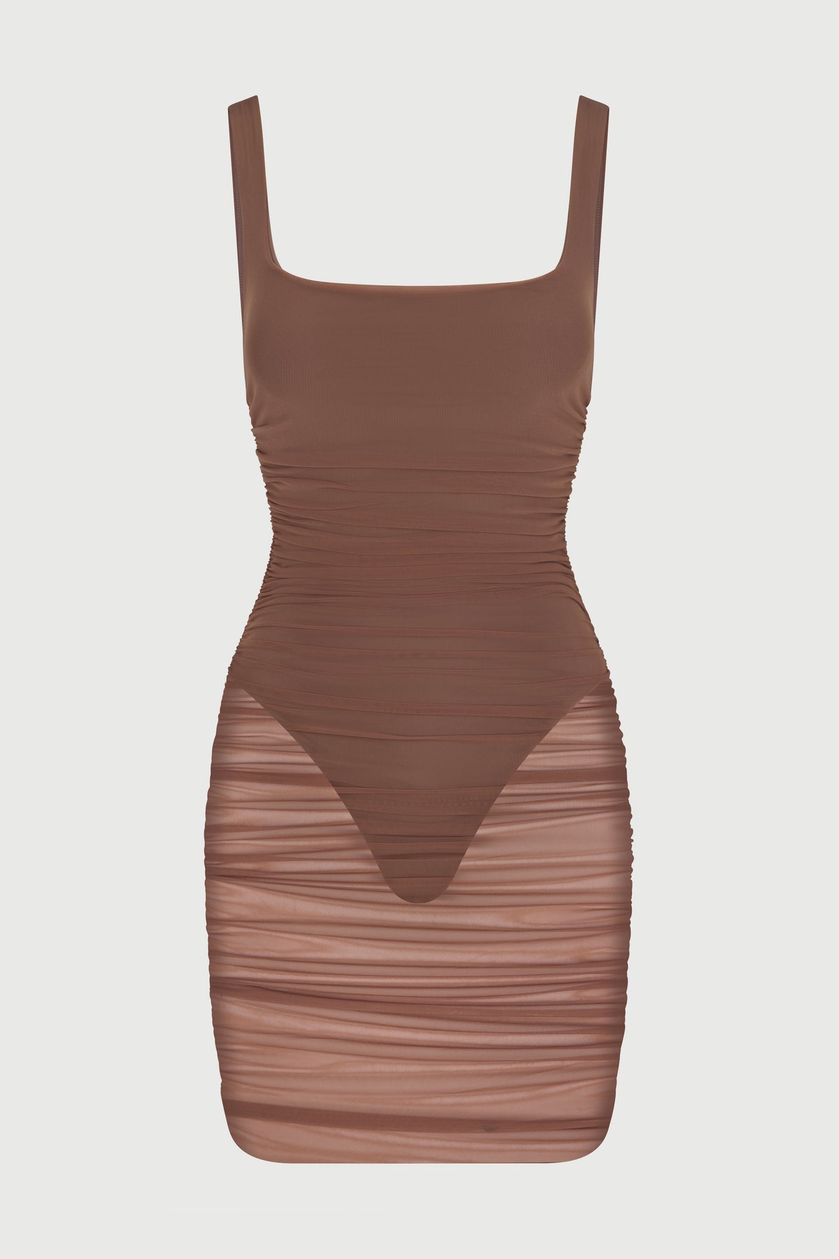 TAUPE Mesh Tank Mini Dress