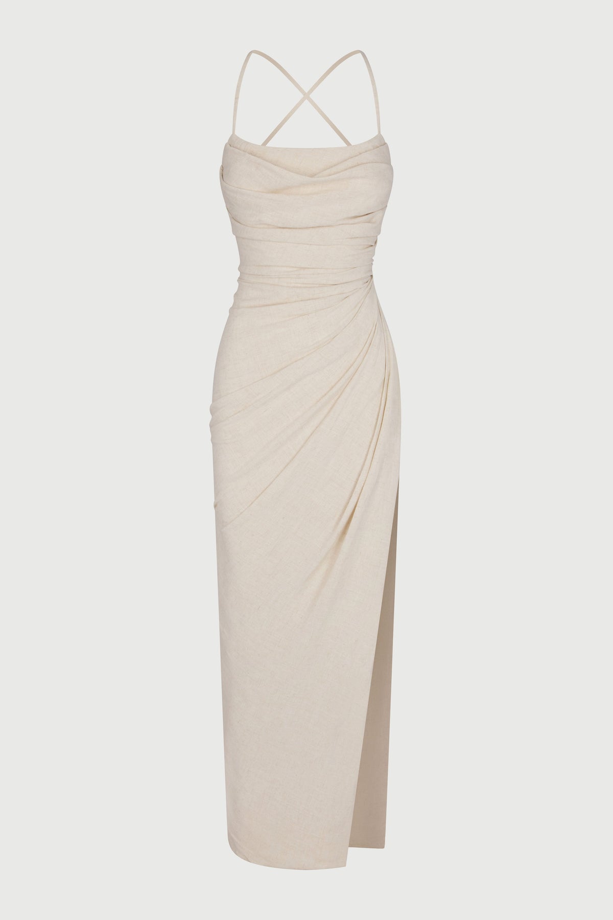 CREAM Linen Lace Up Maxi Dress