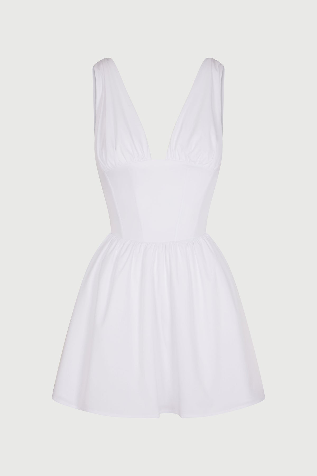 WHITE Shirting V-Neck Corset Mini Dress
