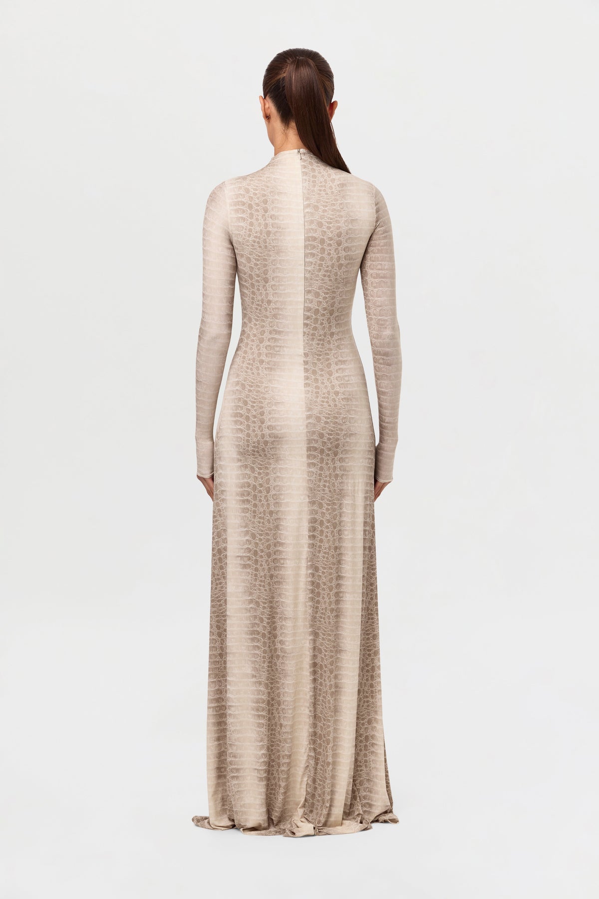 Bone Crocodile Naked Animal Print Maxi Dress