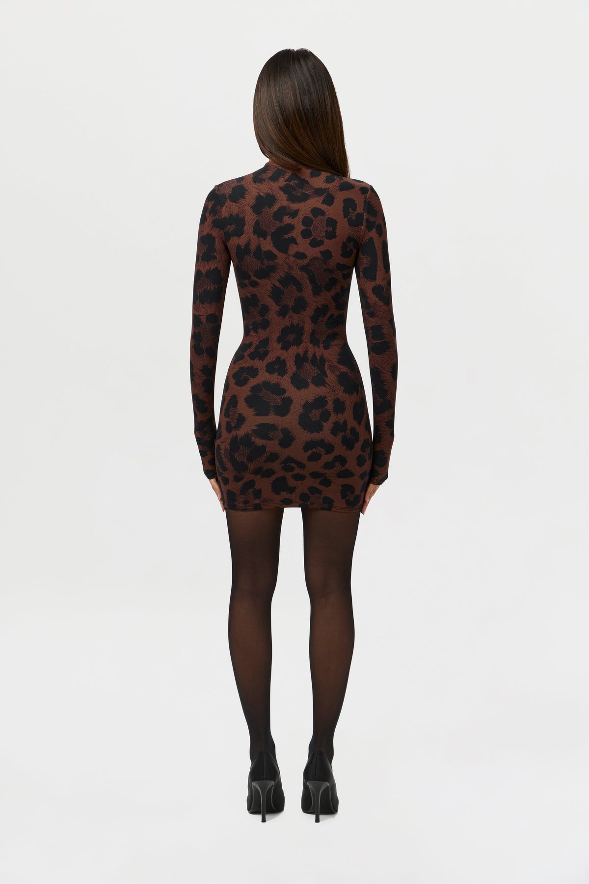 Dark Leopard Naked Animal Print Mini Dress