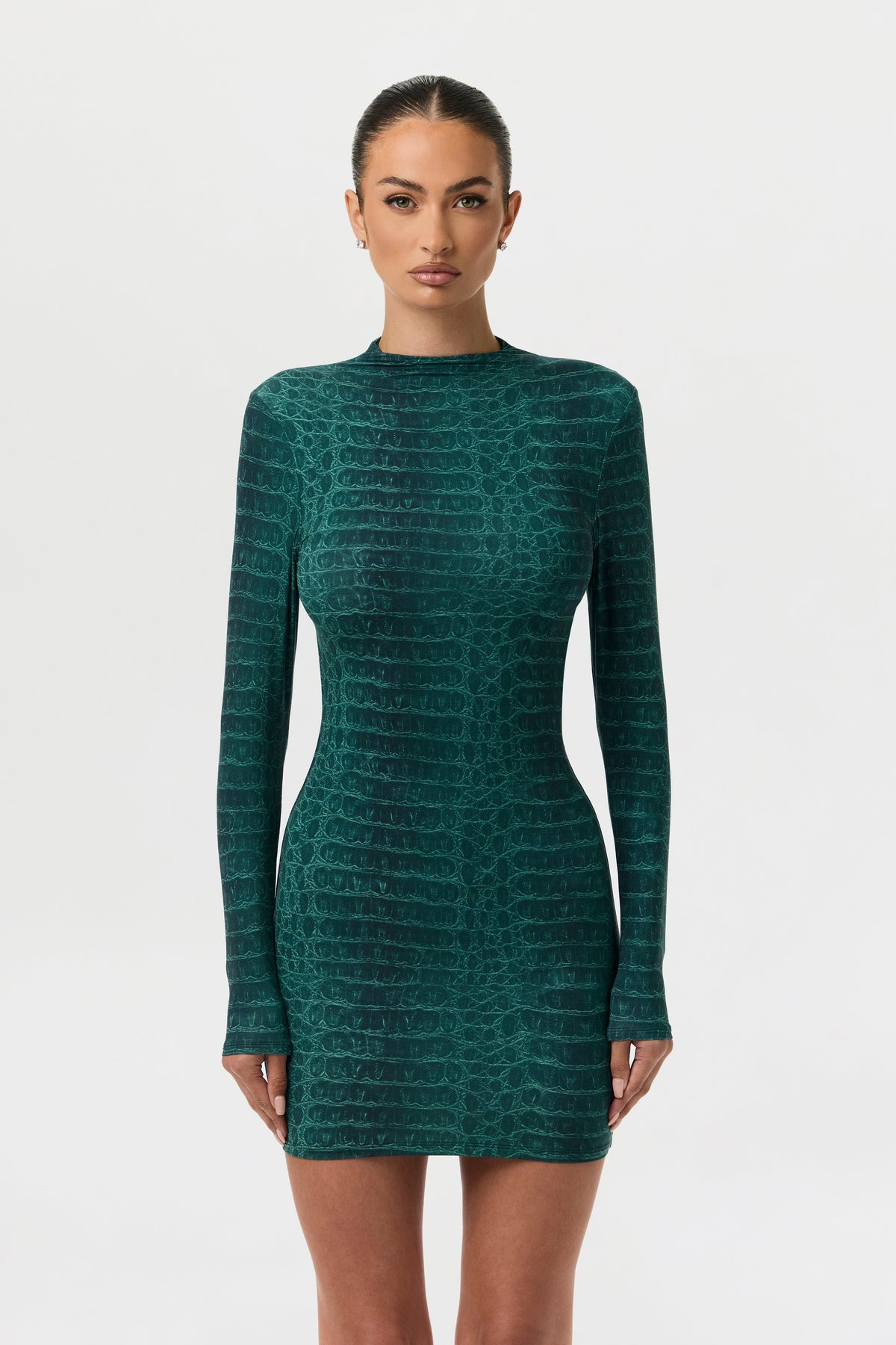 Emerald Croc Naked Animal Print Mini Dress