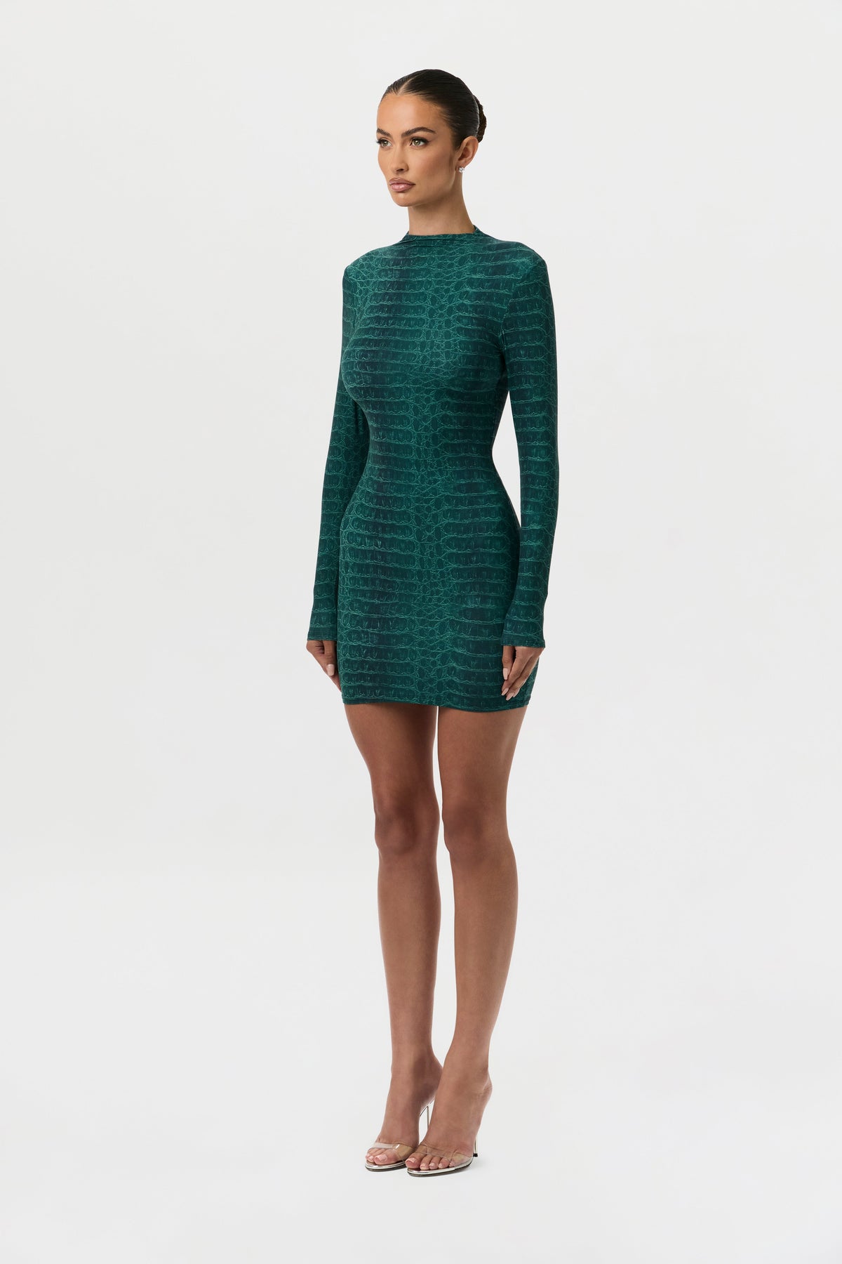 Emerald Croc Naked Animal Print Mini Dress