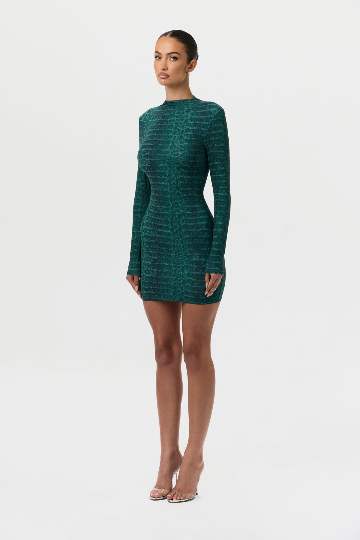 Emerald Croc Naked Animal Print Mini Dress