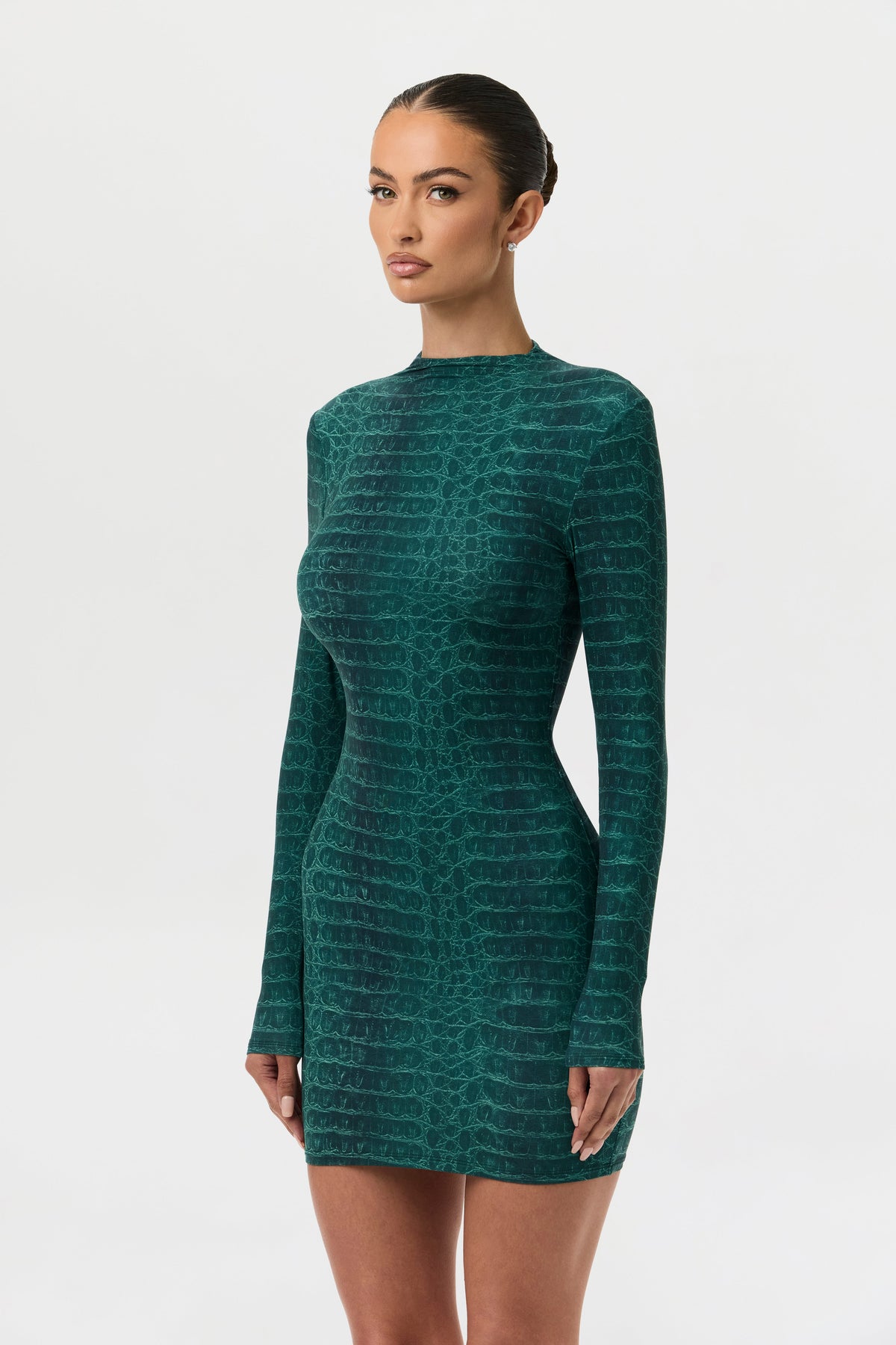 Emerald Croc Naked Animal Print Mini Dress
