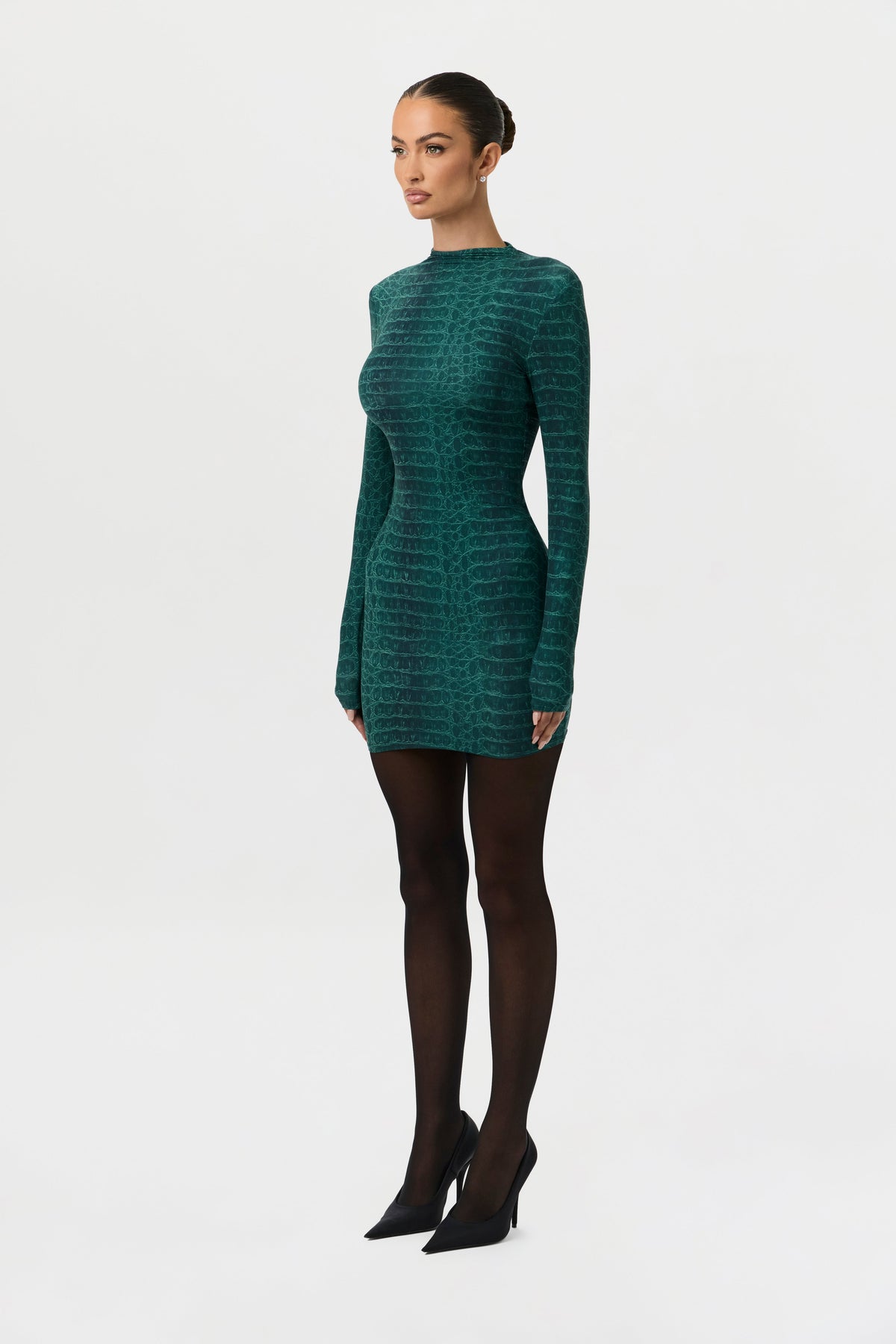 Emerald Croc Naked Animal Print Mini Dress