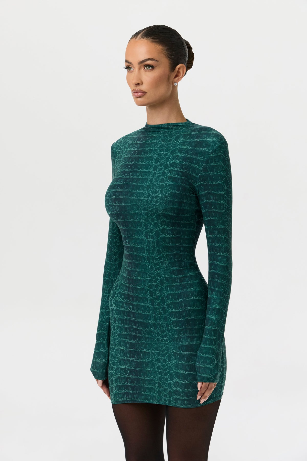 Emerald Croc Naked Animal Print Mini Dress