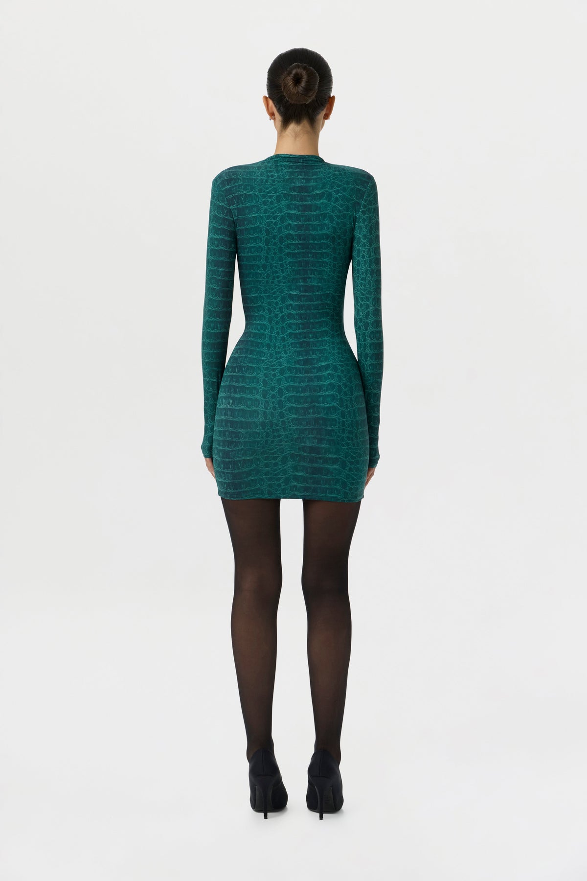 Emerald Croc Naked Animal Print Mini Dress