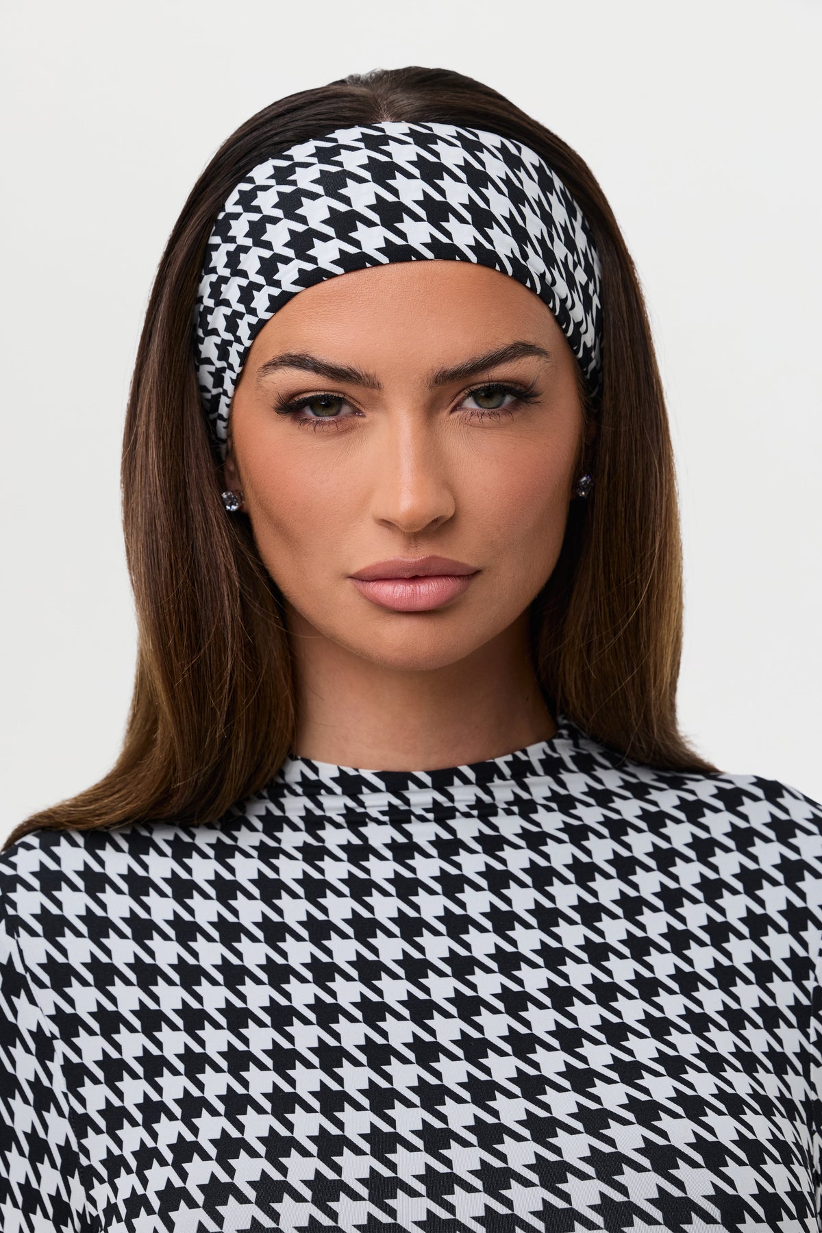 Houndstooth Black/White Naked Print Headband