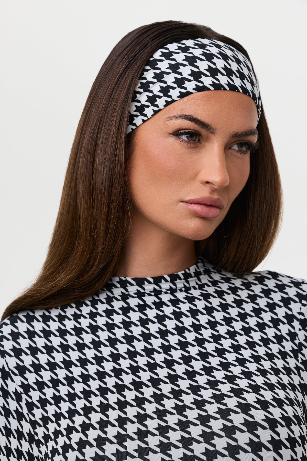 Houndstooth Black/White Naked Print Headband
