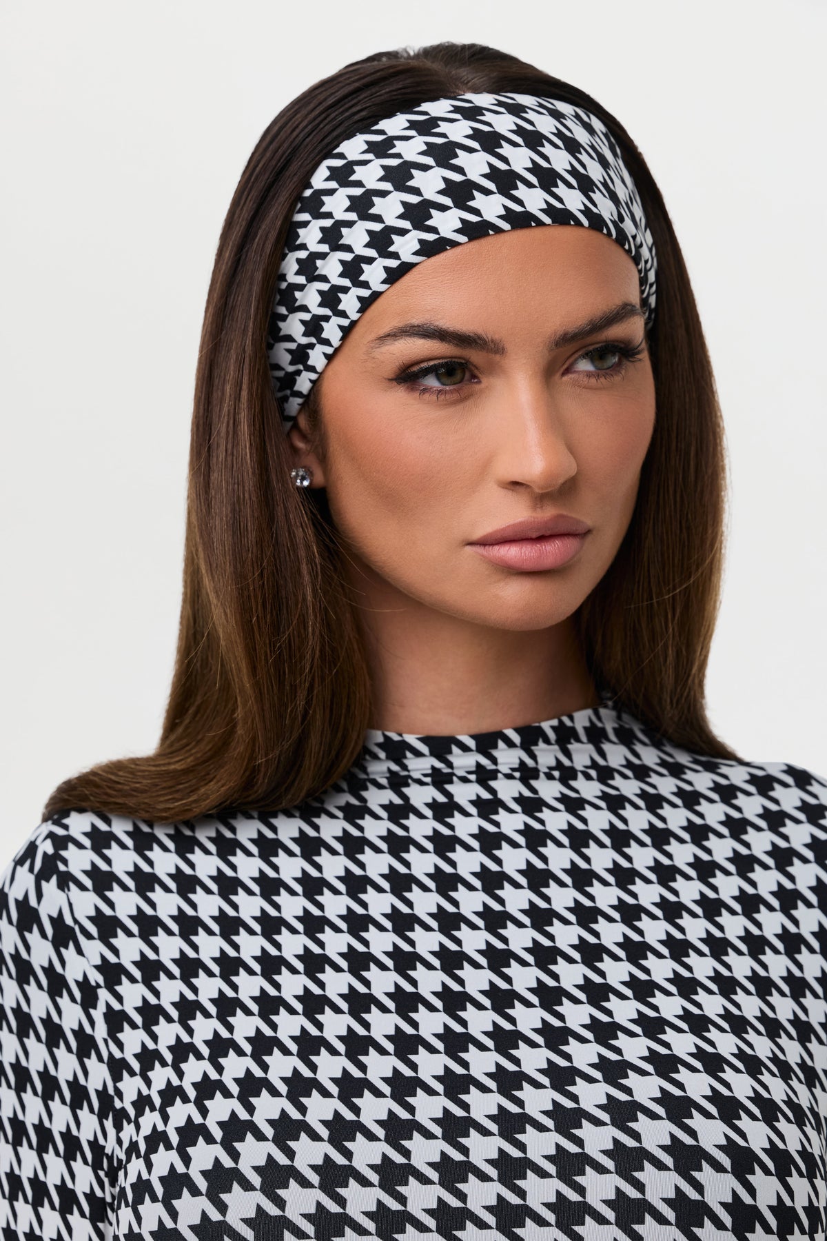 Houndstooth Black/White Naked Print Headband