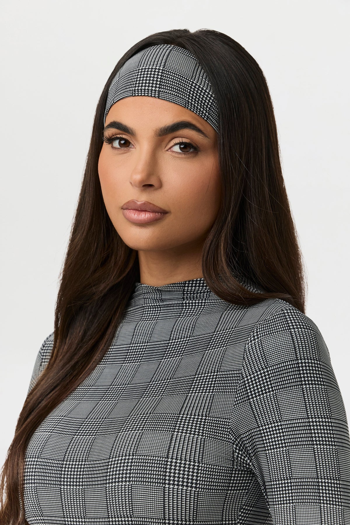 Houndstooth Plaid Naked Print Headband
