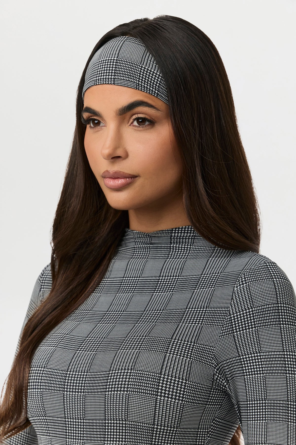Houndstooth Plaid Naked Print Headband