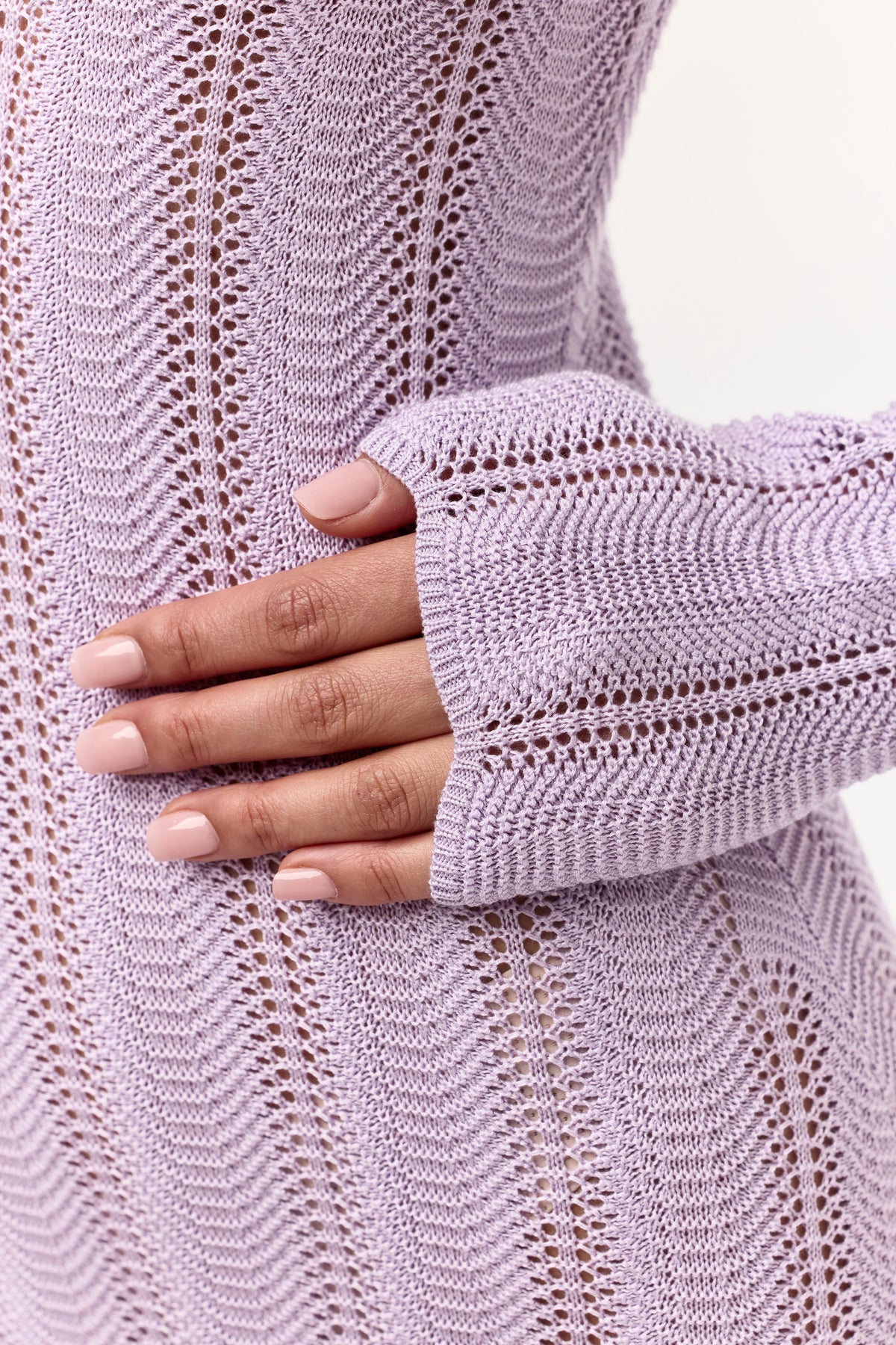 Lavender Knit V-Neck Maxi Dress