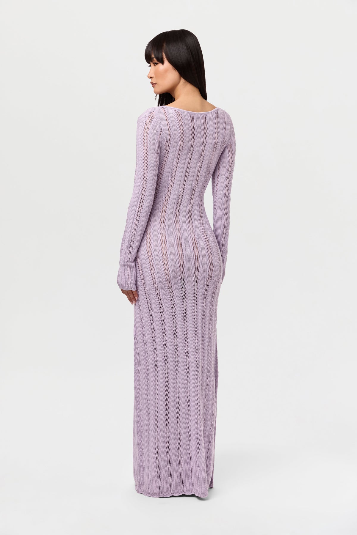 Lavender Knit V-Neck Maxi Dress