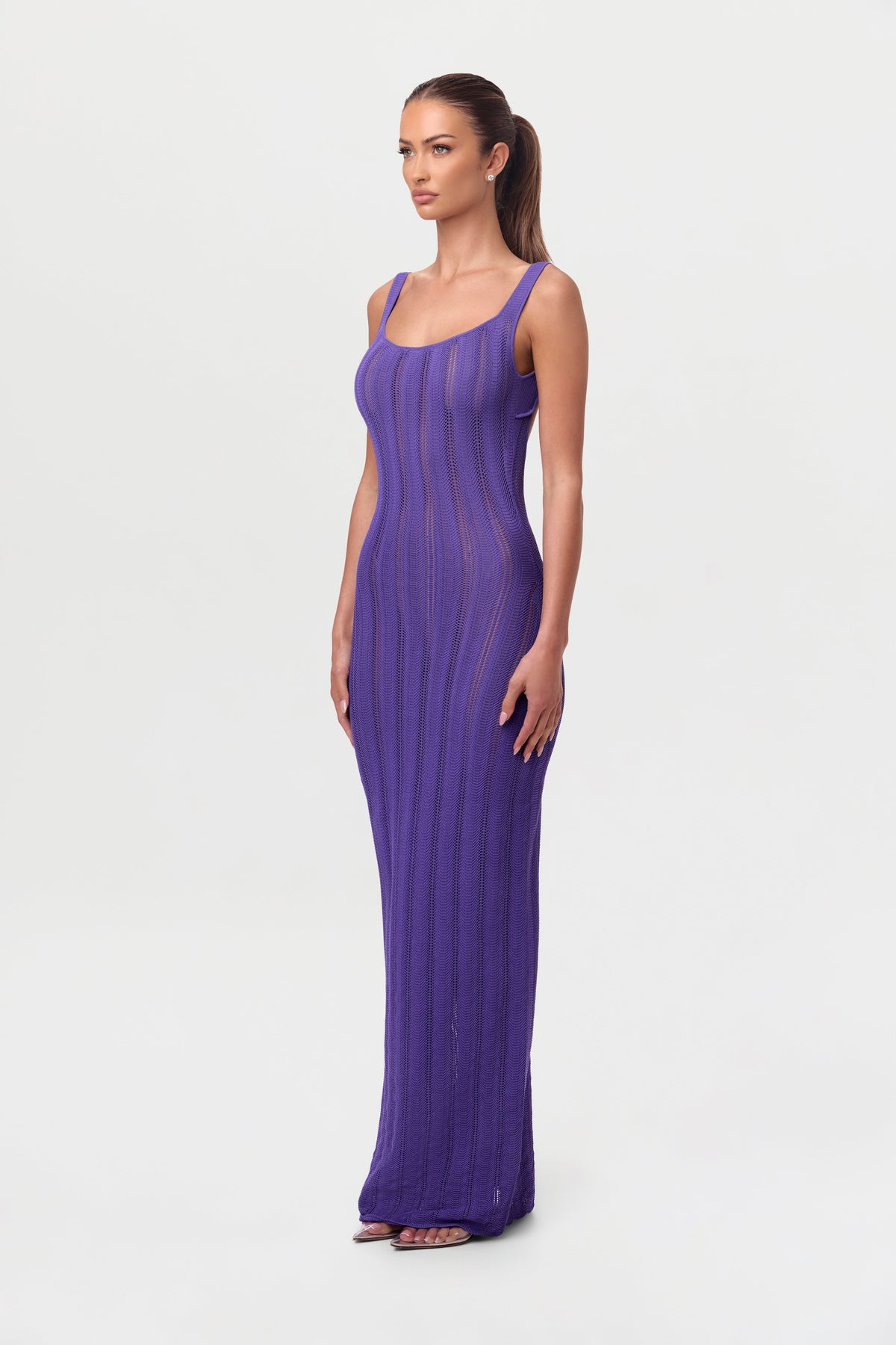 Violet Knit Open Back Maxi Dress