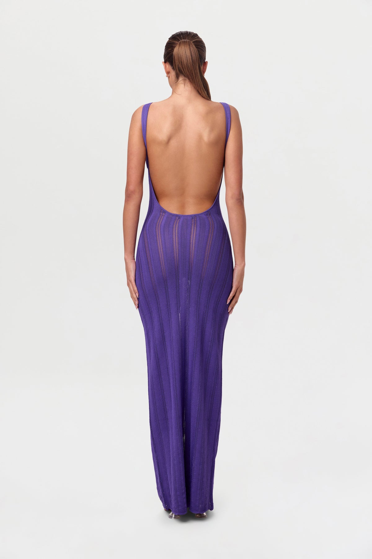 Violet Knit Open Back Maxi Dress