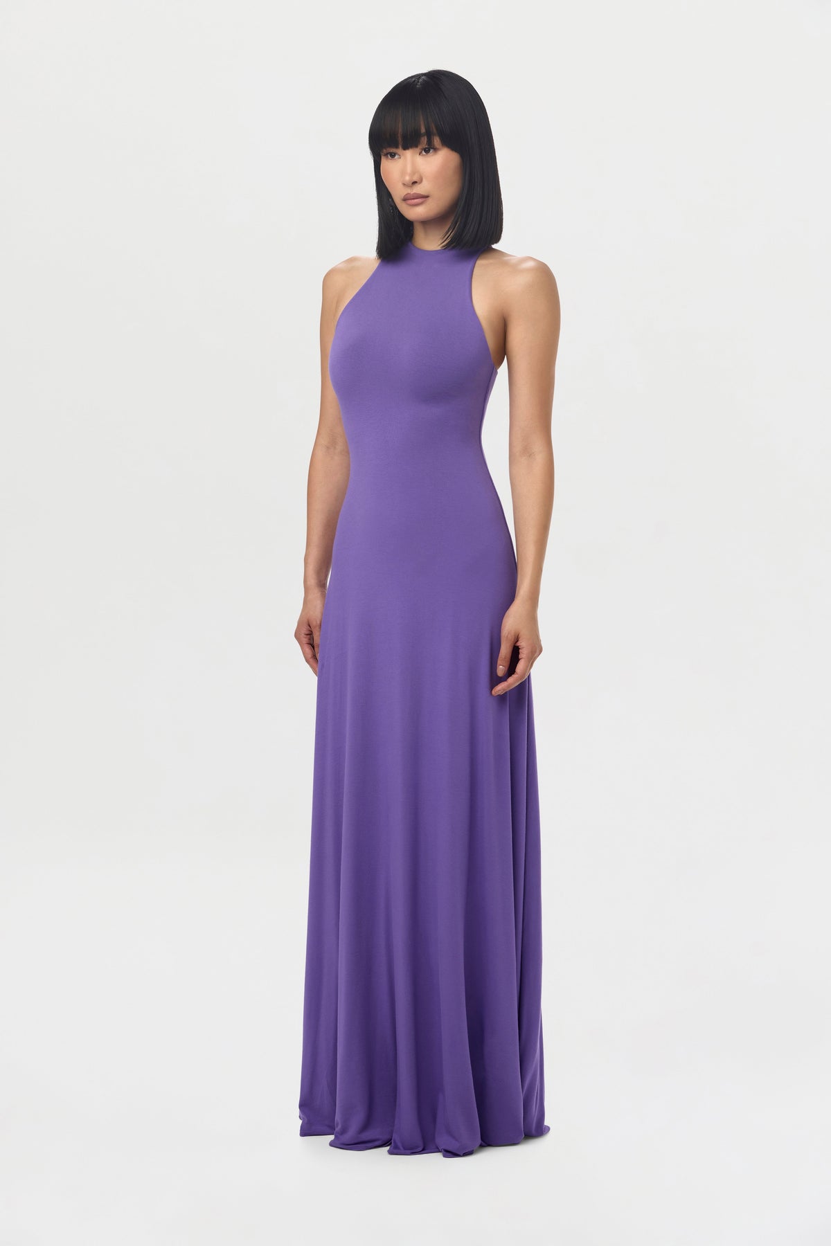 Violet Smooth Racerback Flare Maxi Dress