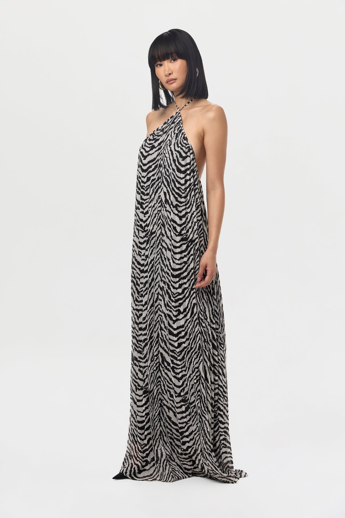 Zebra White Black Chiffon Animal Print Mini Dress