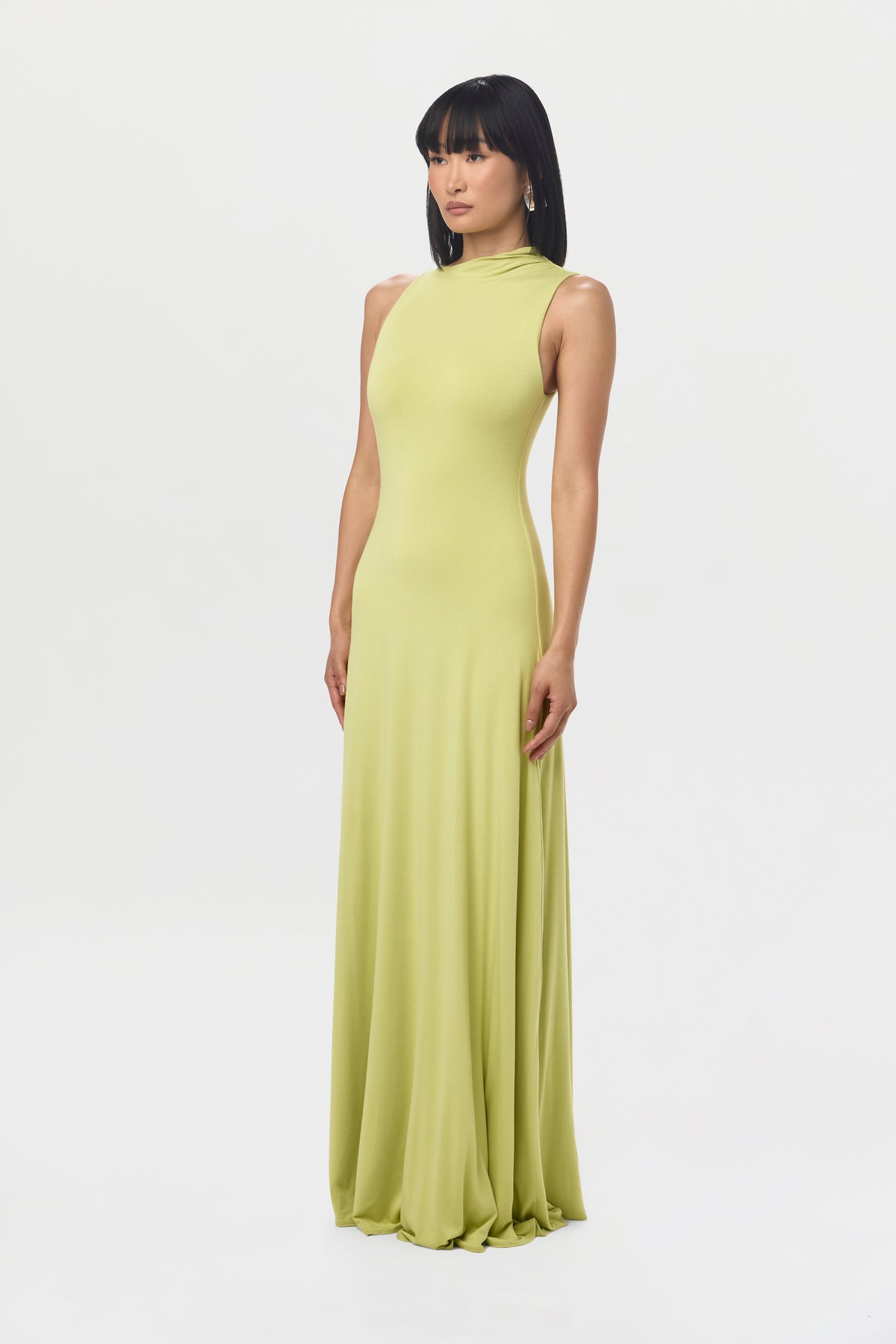 Chartruese Smooth Sleeveless A-Line Maxi Dress
