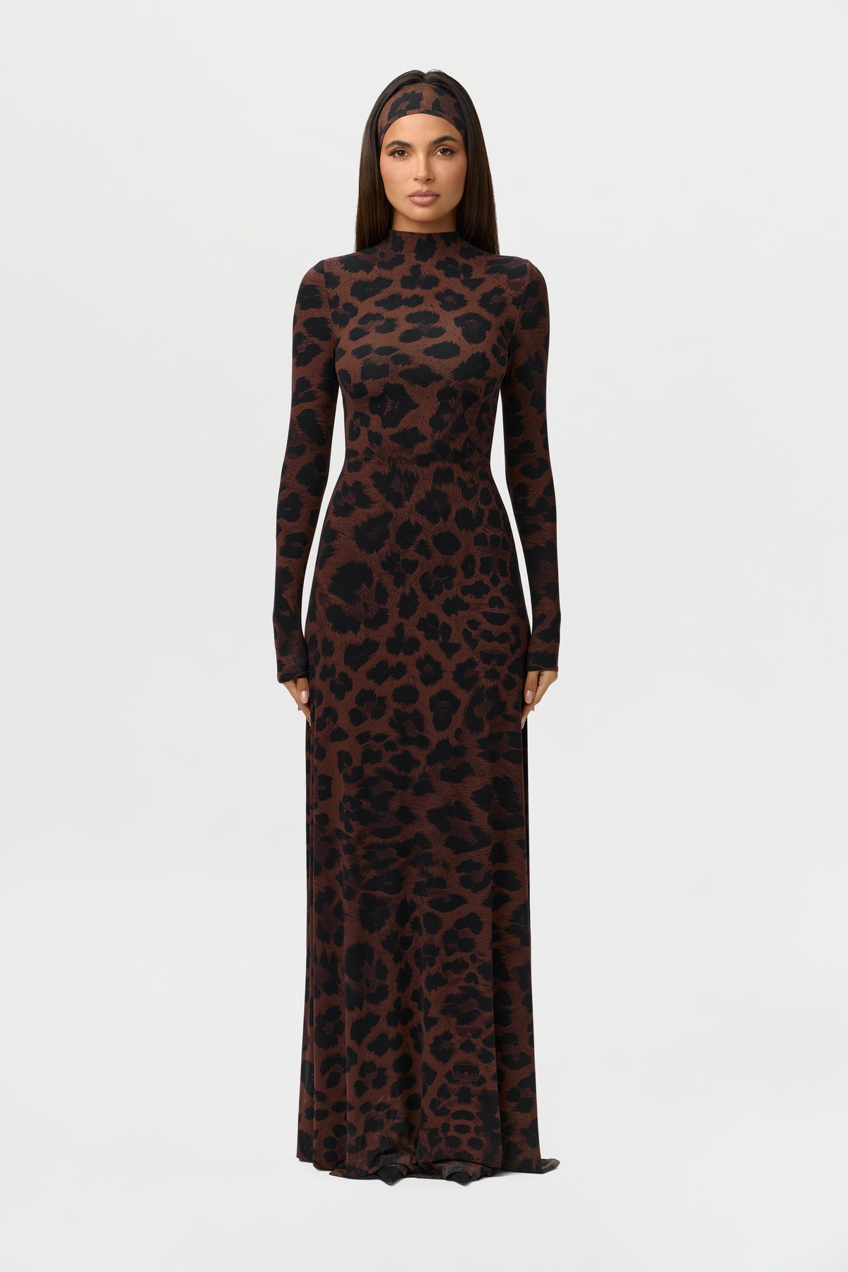 Dark Leopard Naked Animal Print Maxi Dress