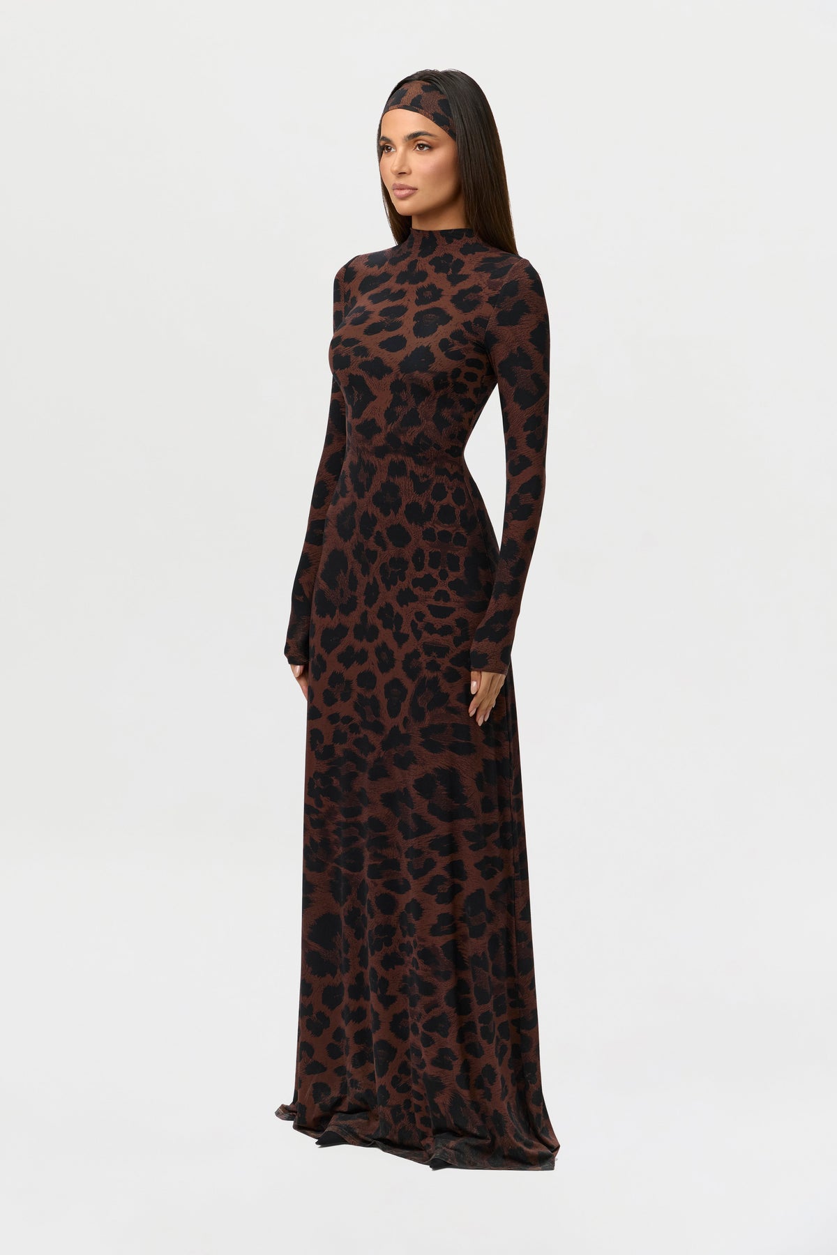 Dark Leopard Naked Animal Print Maxi Dress