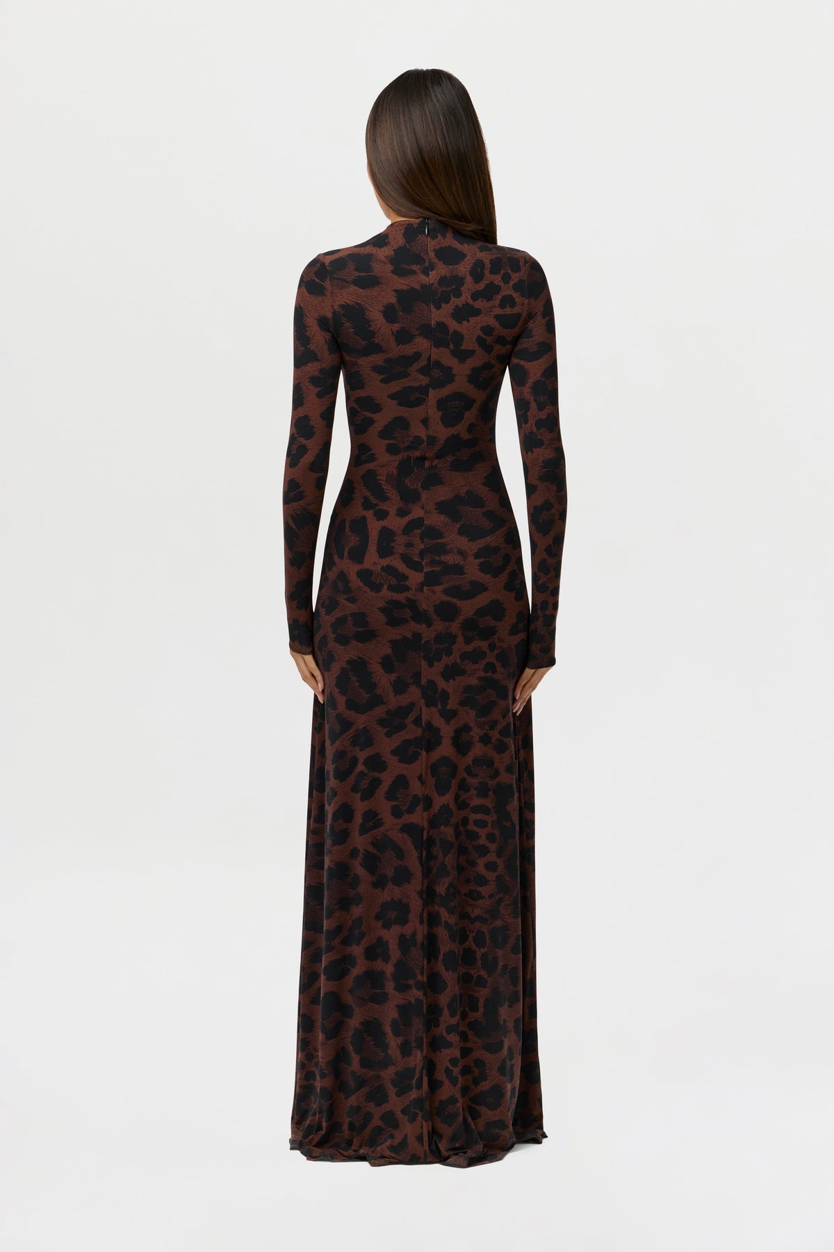 Dark Leopard Naked Animal Print Maxi Dress