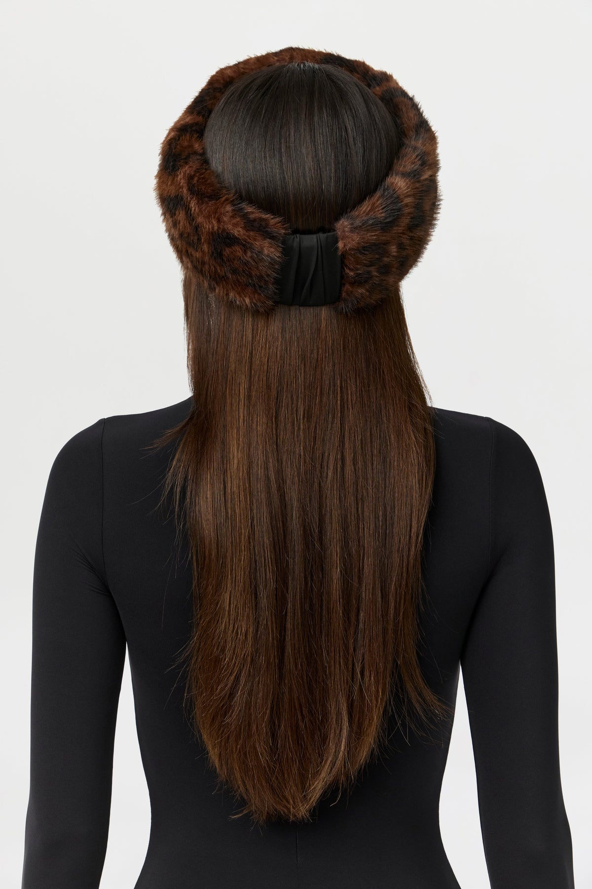 Dark Leopard Leopard Faux Fur Plush Headband