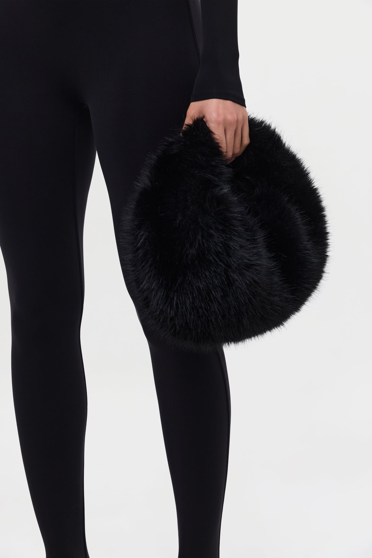 Black Faux Fur Plush Mini Bag