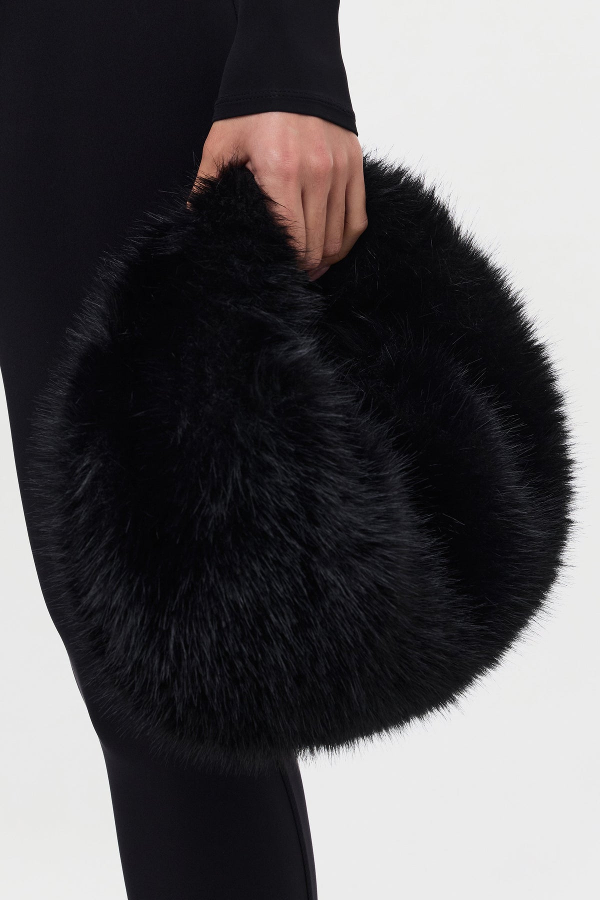 Black Faux Fur Plush Mini Bag