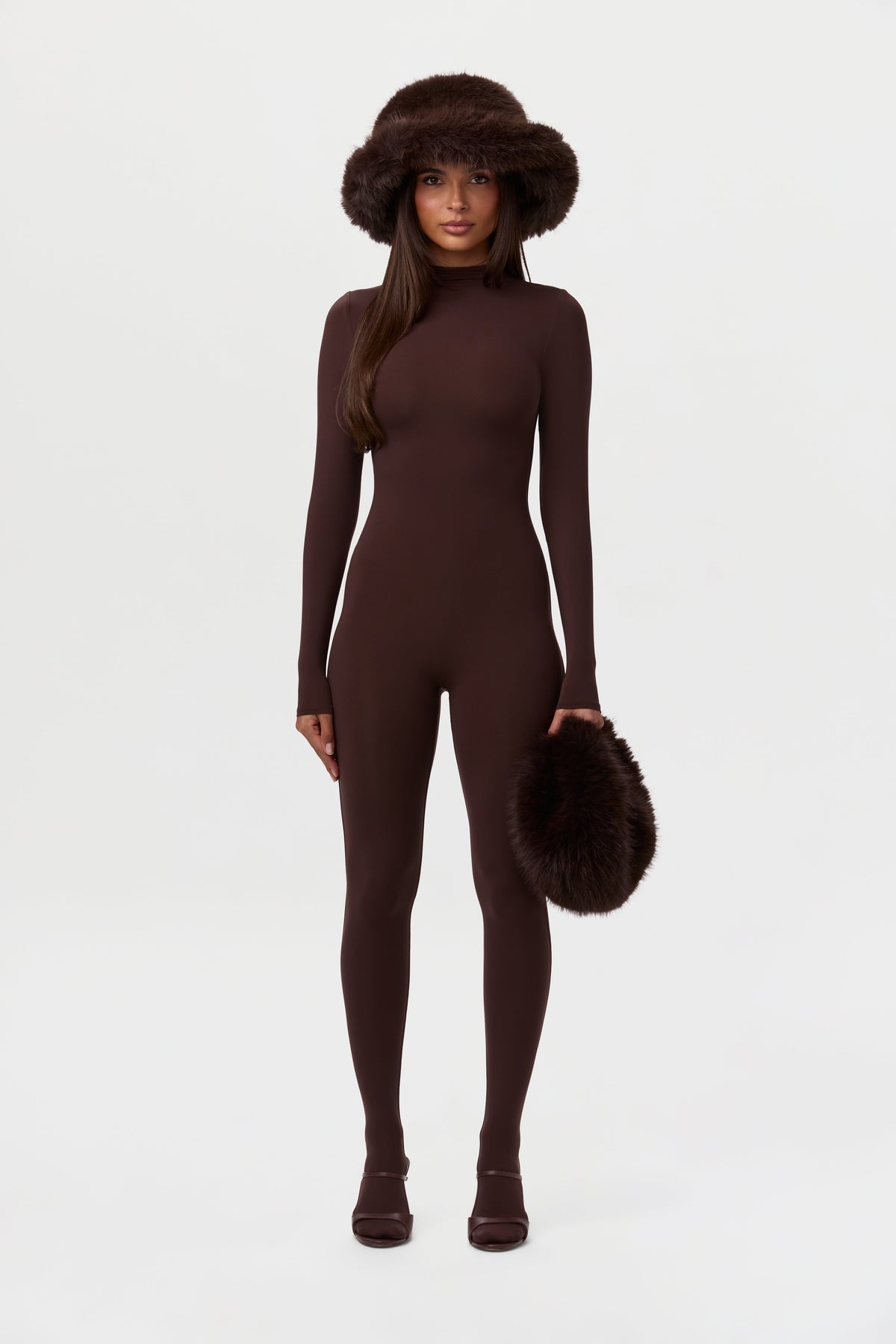 Dark Chocolate Faux Fur Oversized Bucket Hat