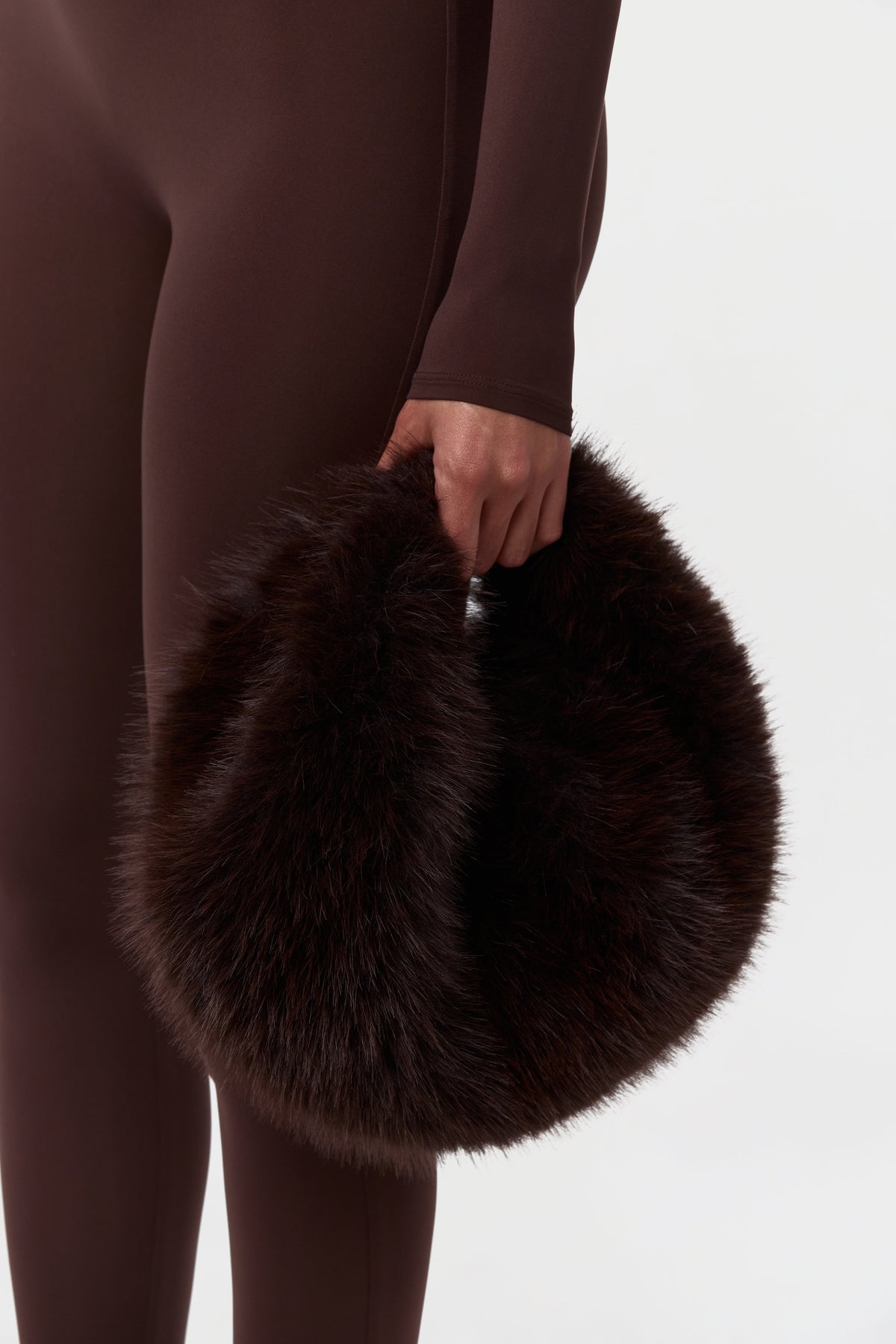 Dark Chocolate Faux Fur Plush Mini Bag