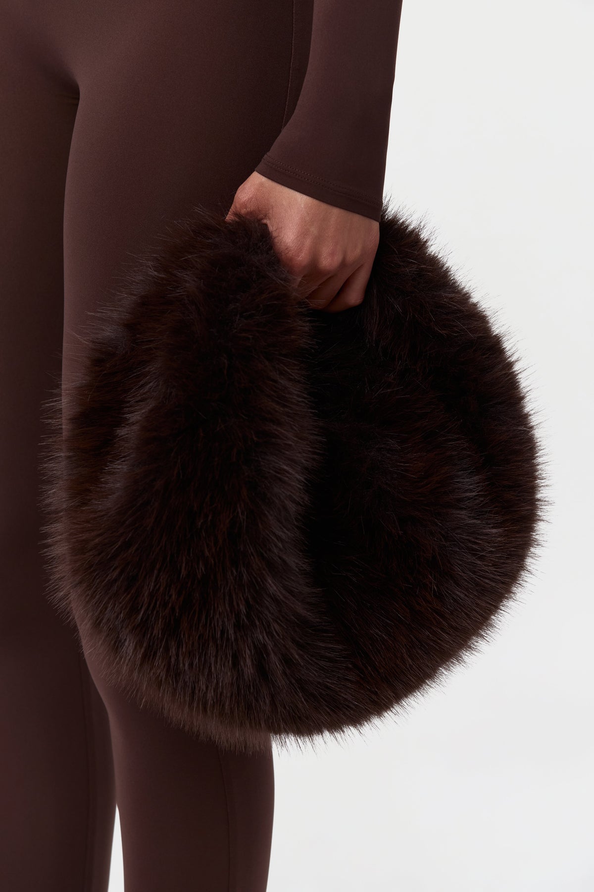 Dark Chocolate Faux Fur Plush Mini Bag