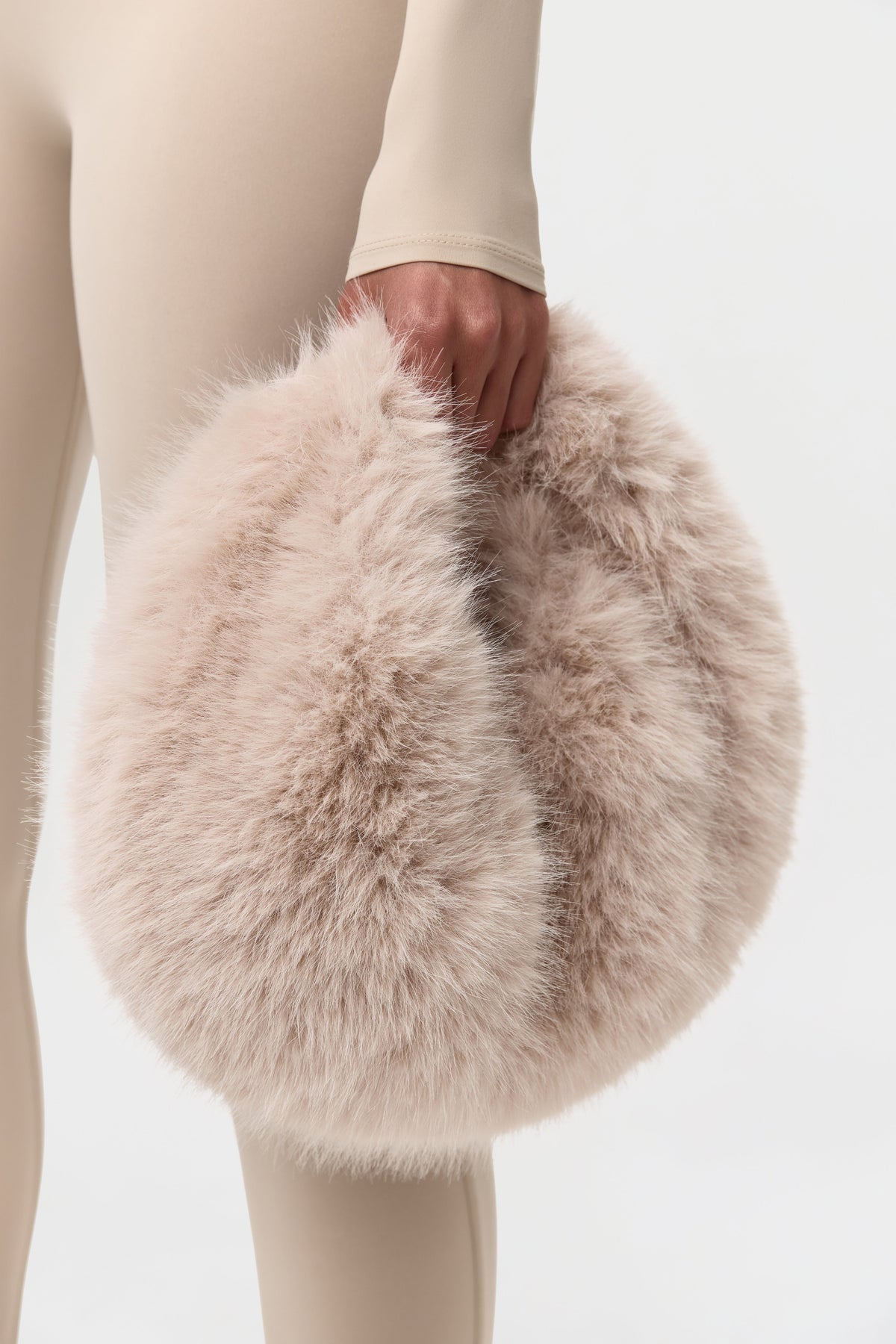 Taupe Faux Fur Plush Mini Bag