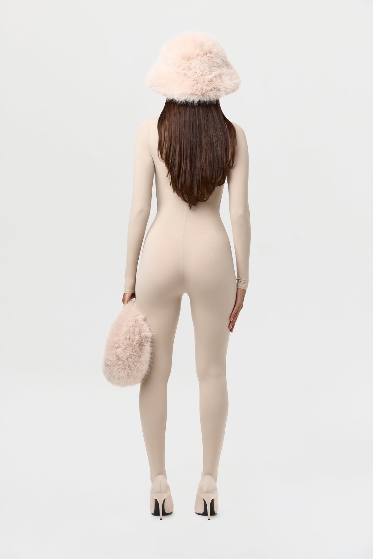 Taupe Faux Fur Plush Mini Bag