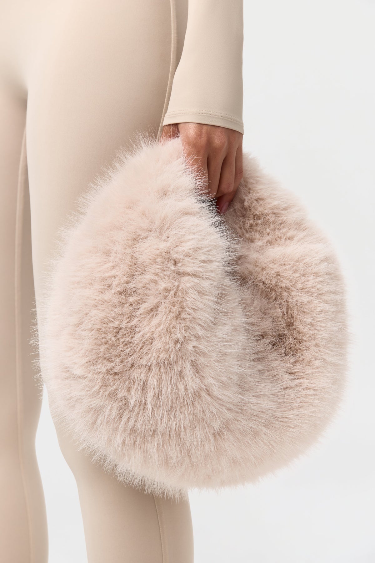 Taupe Faux Fur Plush Mini Bag