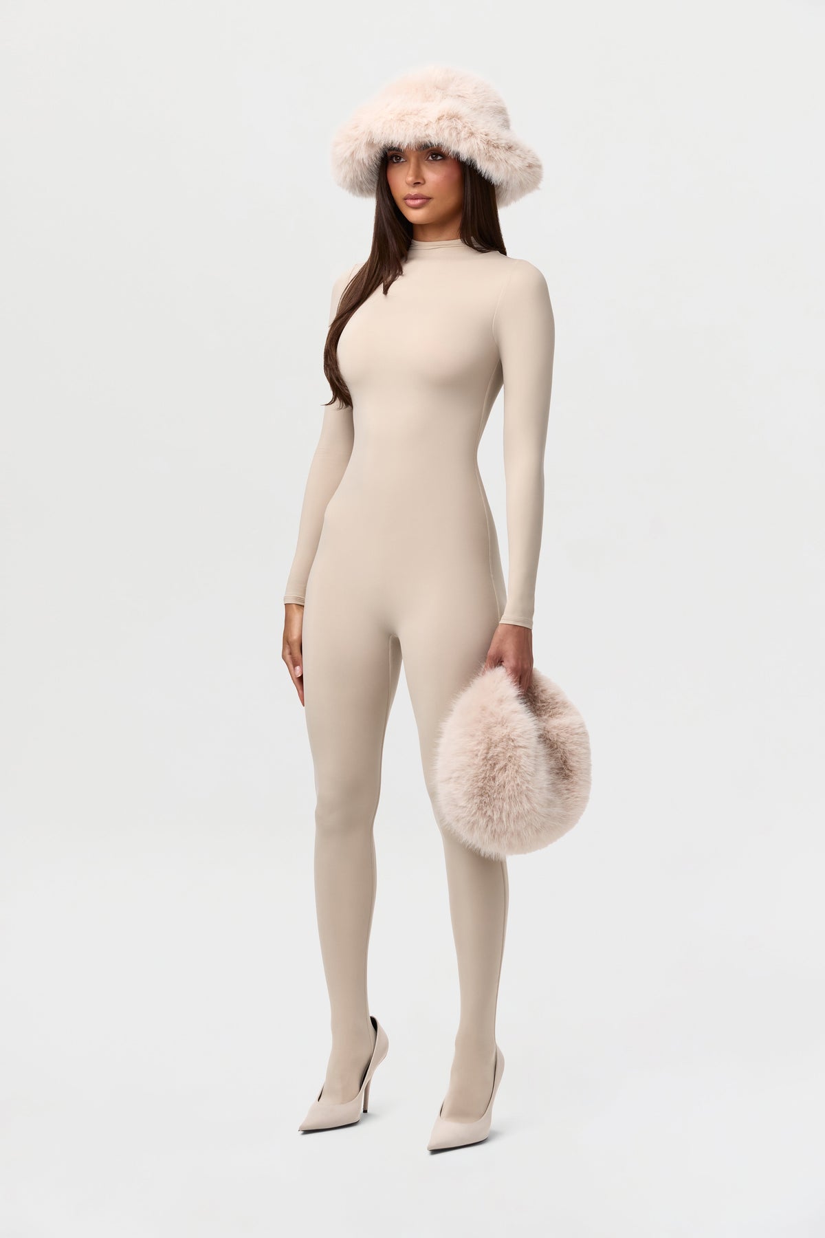 Taupe Faux Fur Plush Mini Bag