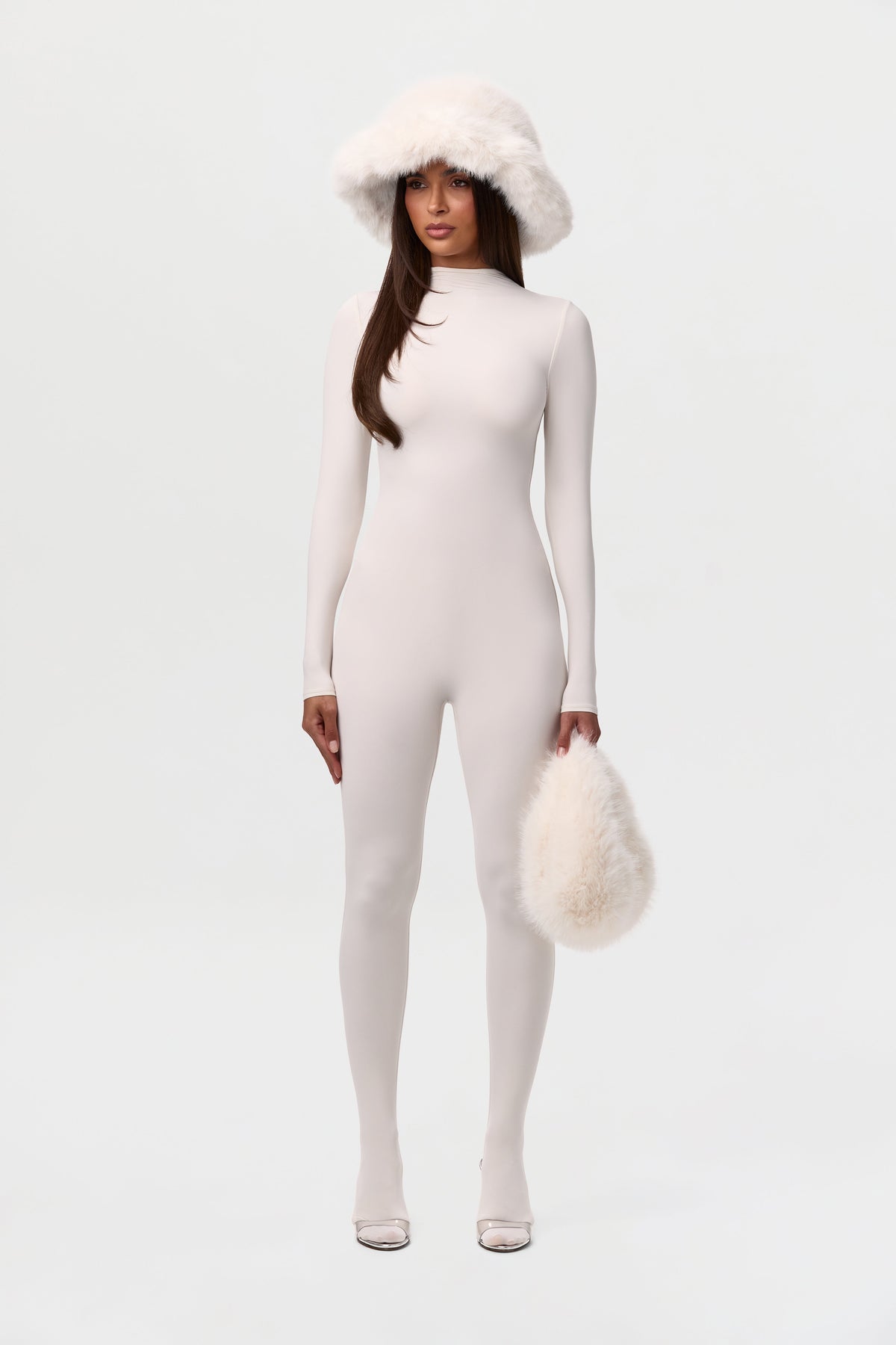 Bone Faux Fur Plush Mini Bag