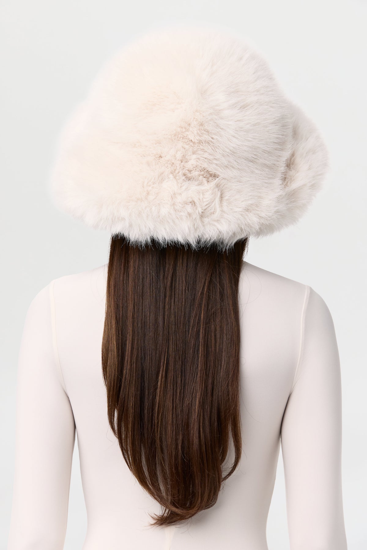 Bone Faux Fur Oversized Bucket Hat