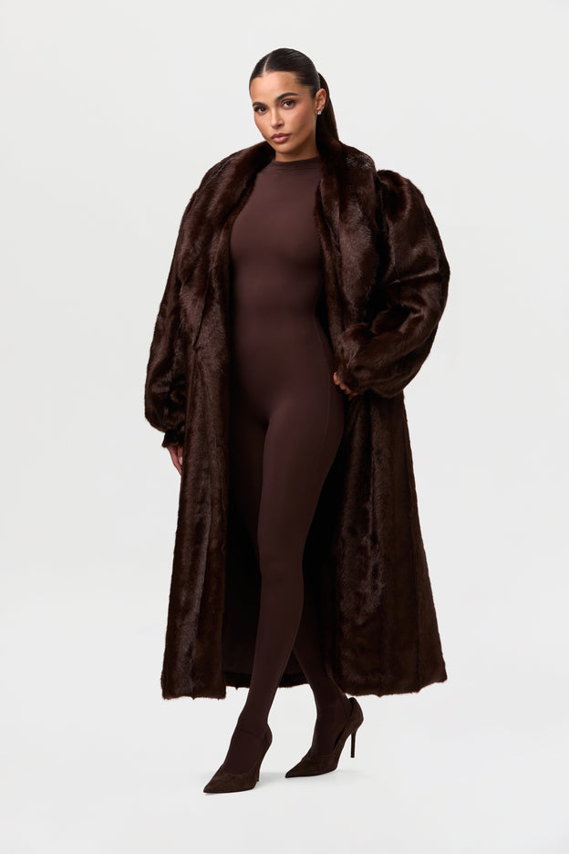 Faux Mink Long Coat