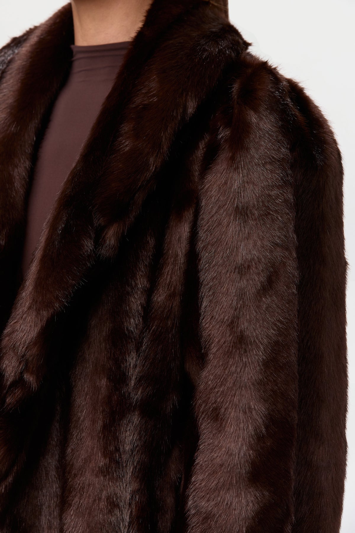 Chocolate Faux Mink Long Coat