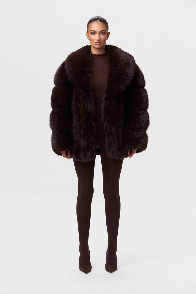 Pelted Vertical Fur Coat