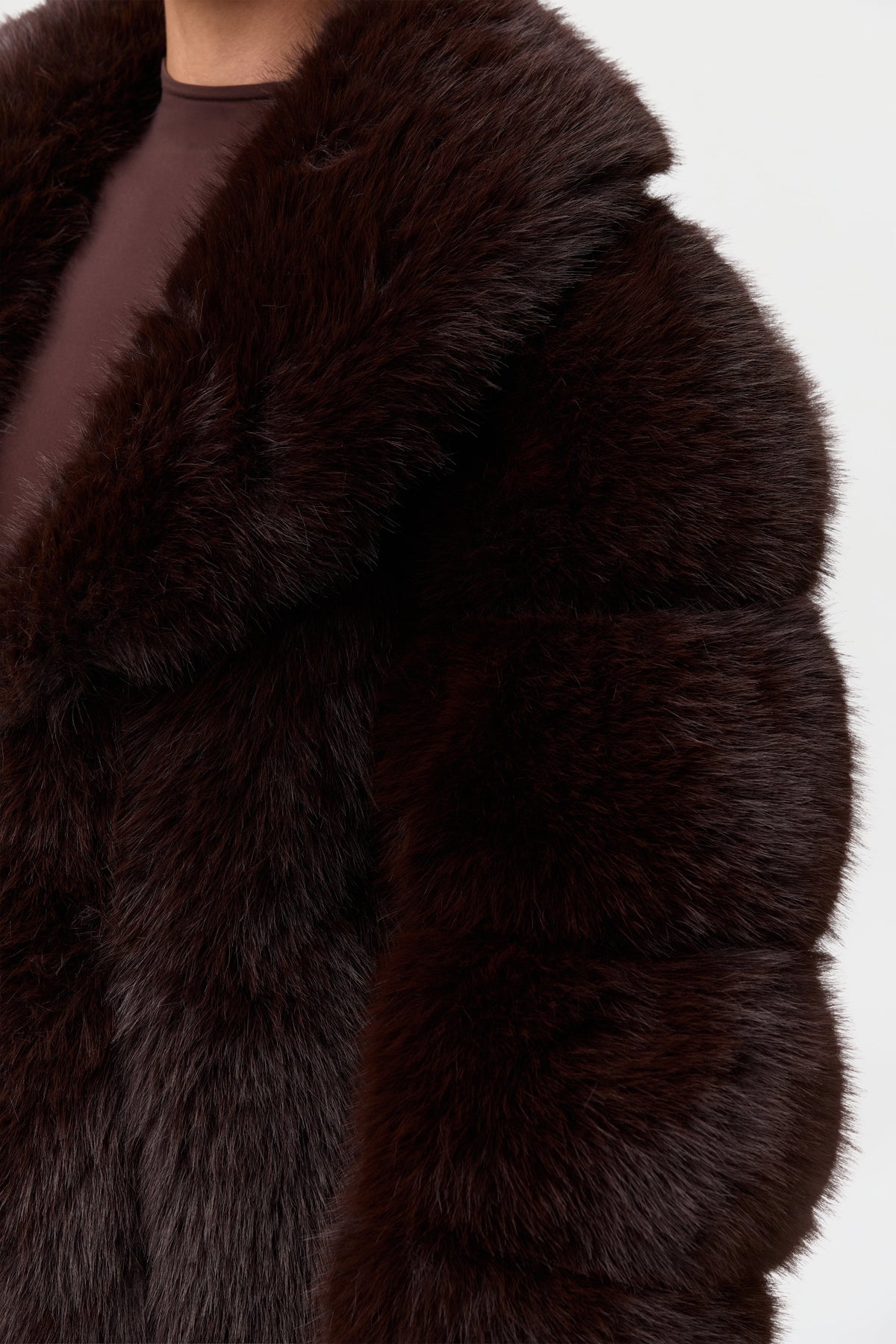 Dark Chocolate Pelted Vertical Fur Coat