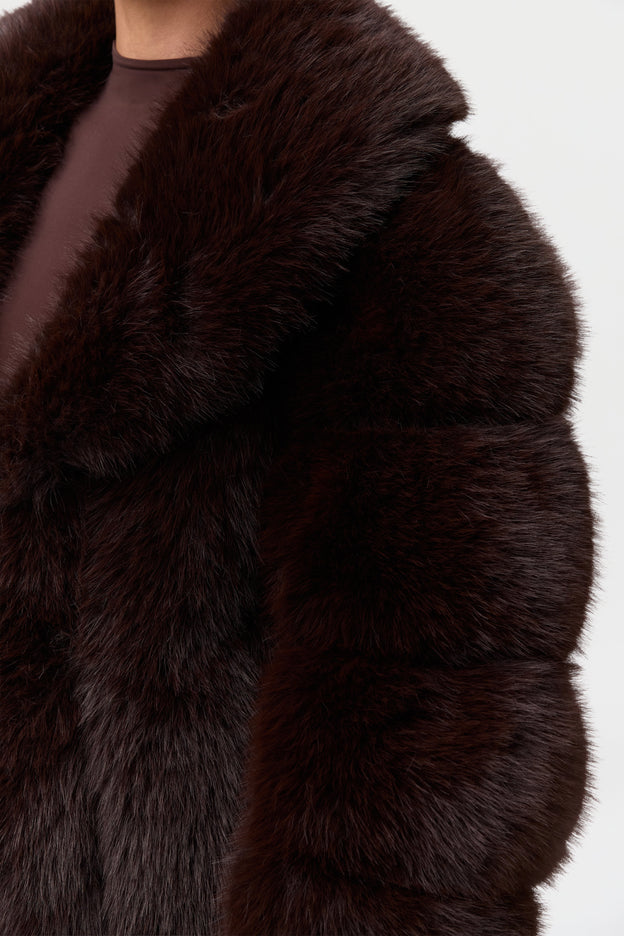 Pelted Vertical Fur Coat