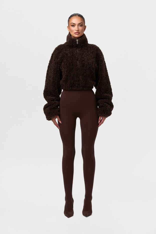 Sherpa Quarter-Zip Cropped Sweater