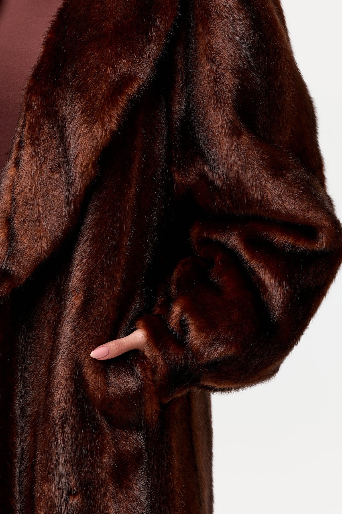 Chocolate Faux Mink Long Coat