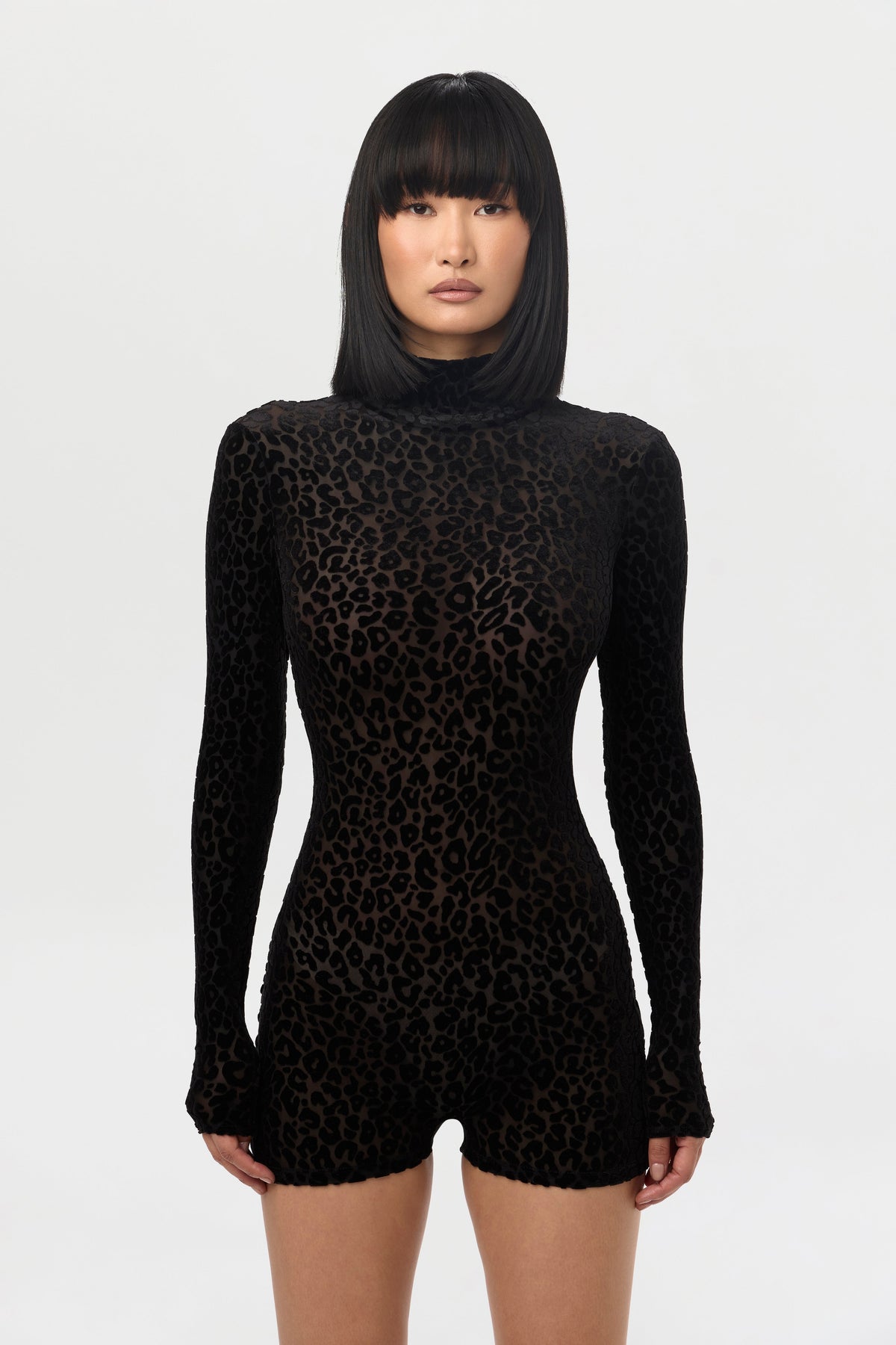 Leopard Black Burnout Print Romper